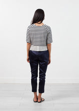 Load image into Gallery viewer, Sleeve Top in Navy Stripe